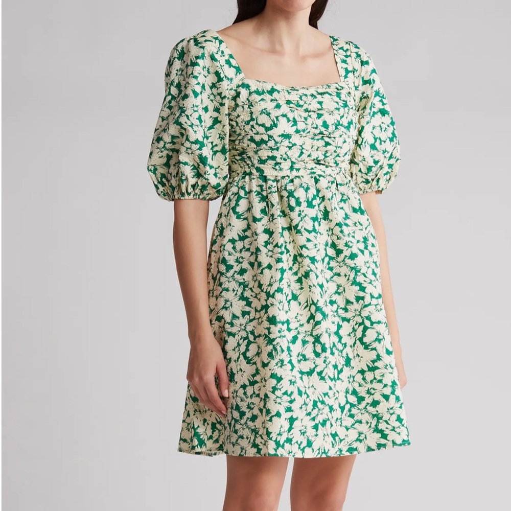 Frnch Green Print Emily Dress